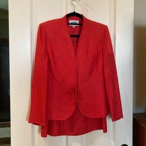 Kasper Red Matching Suit with Jacket and Skirt
